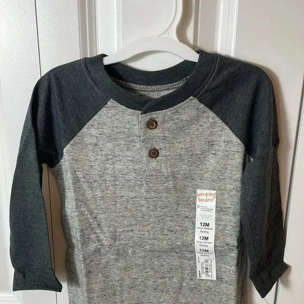Jumping Beans Baby Boys Size FALL Henley Long Sleeve Shirt Bundle Size 12 Months - Picture 7 of 12